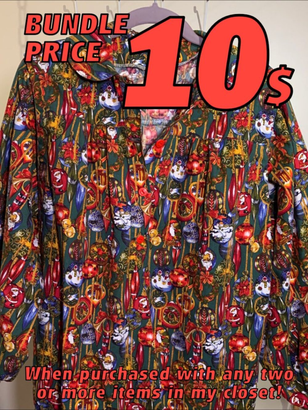 Unique! Handmade Christmas Theme Shirt/Top